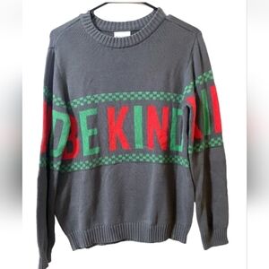 IML Gray Green & Red "Be Kind" Long Sleeve Sweater Women's Size XXL Christmas